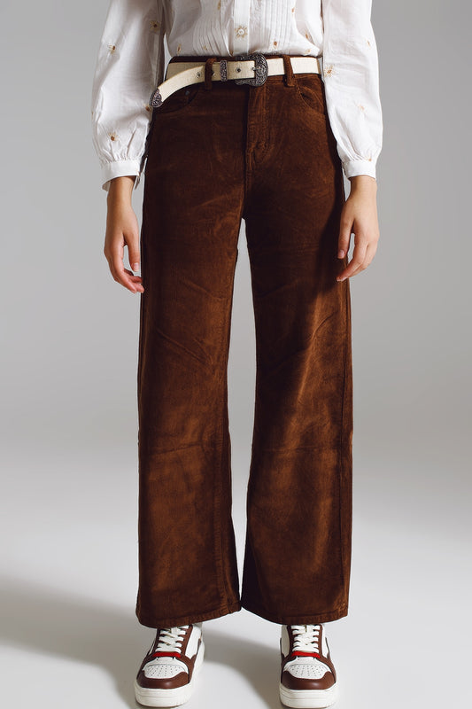Cropped cord pants in brown | Just Cool Beans — pants | bottoms