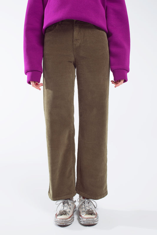Cropped cord pants in khaki | Just Cool Beans — pants | bottoms