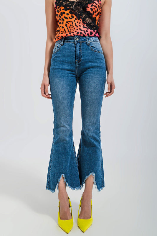 Cropped kickflare jeans in mid wash | Just Cool Beans — jeans | tops