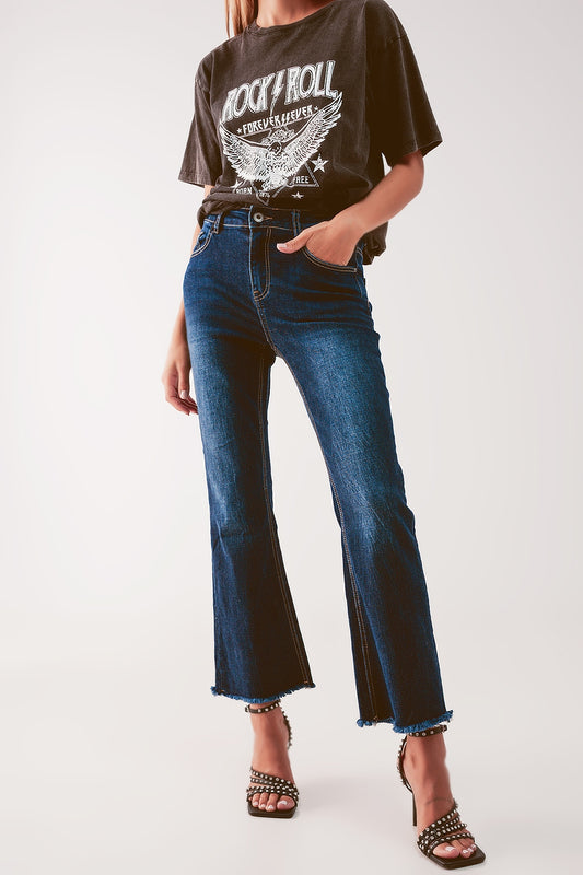 Cropped kickflare jeans in mid washing | Just Cool Beans — jeans | tops
