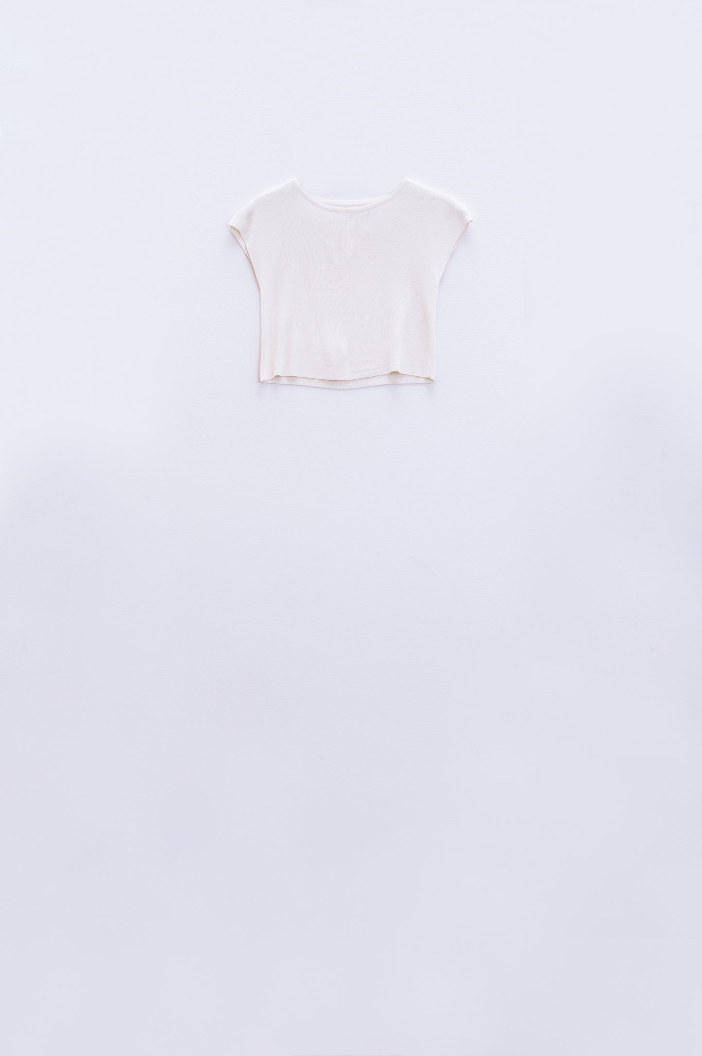 Cropped knitted short sleeves t-shirt in white | Just Cool Beans — sweaters | bottoms