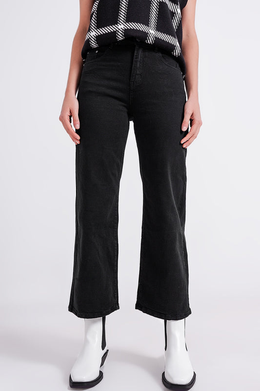 Cropped wide leg jeans in black | Just Cool Beans — jeans | tops