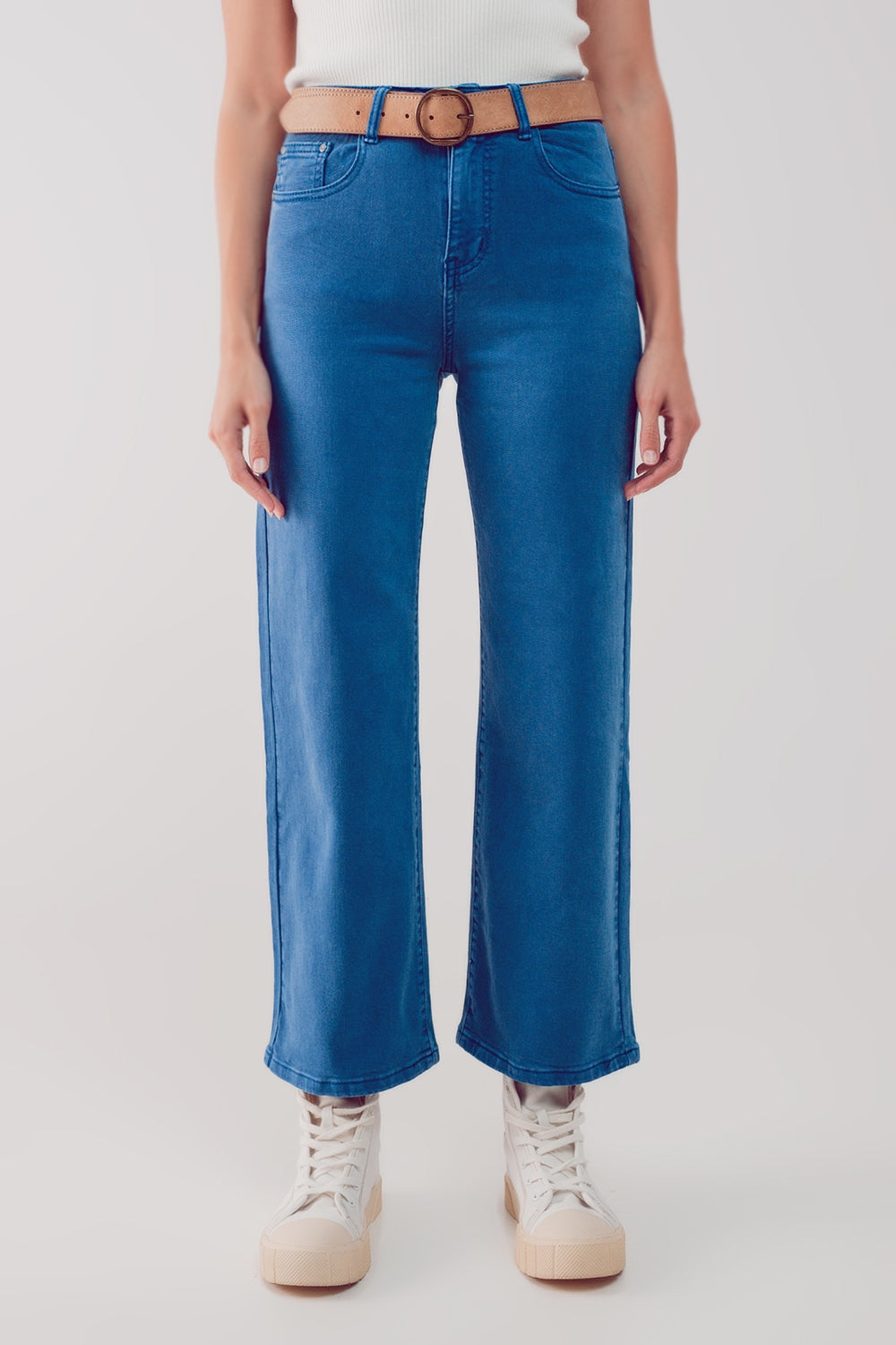 Cropped wide leg jeans in blue | Just Cool Beans — jeans | tops