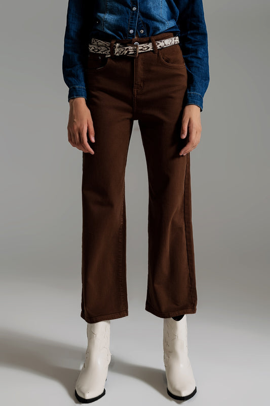 Cropped wide leg jeans in brown | Just Cool Beans — jeans | tops