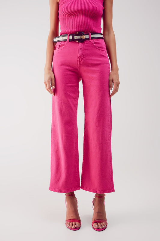 Cropped wide leg jeans in fushia | Just Cool Beans — jeans | tops
