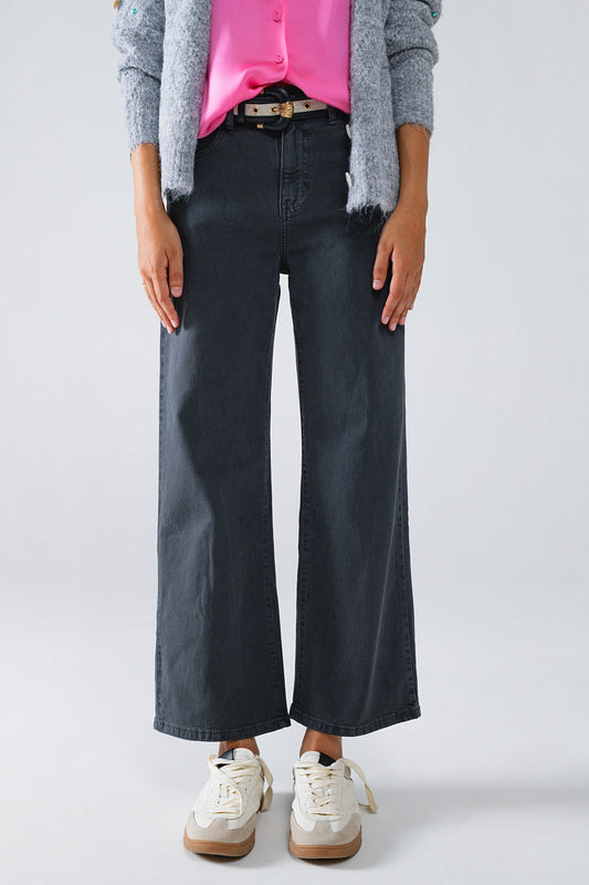 Cropped wide leg jeans in gray | Just Cool Beans — jeans | tops