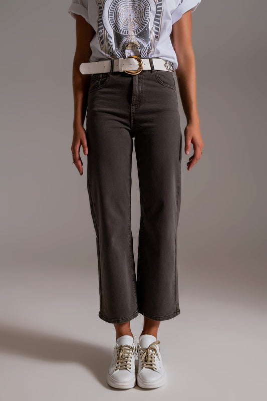 Cropped wide leg jeans in grey | Just Cool Beans — jeans | tops