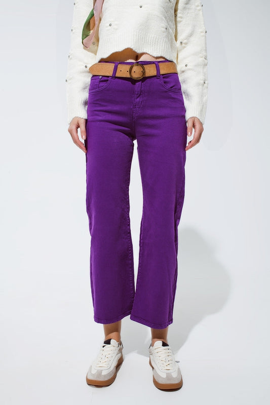 Cropped wide leg jeans in purple | Just Cool Beans — jeans | tops