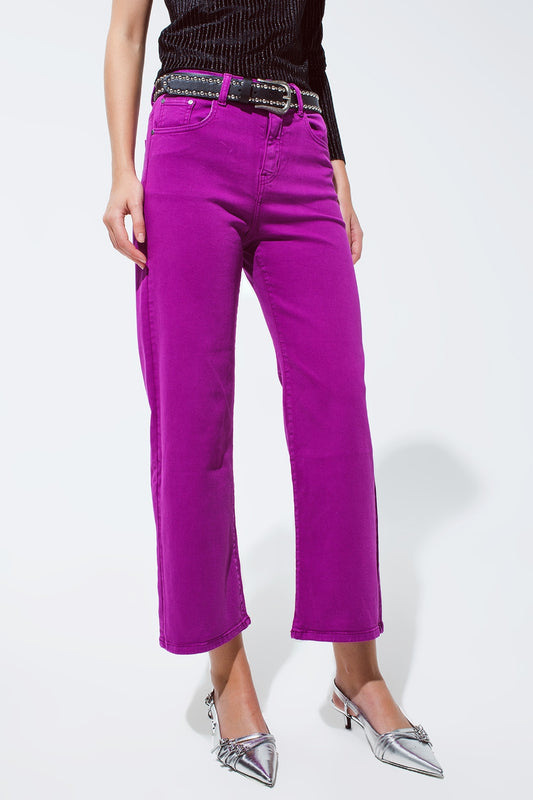 Cropped wide leg jeans in violet 3/4 length | Just Cool Beans — jeans | tops