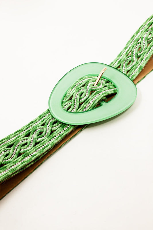 Crystal embellished belt in green | Just Cool Beans