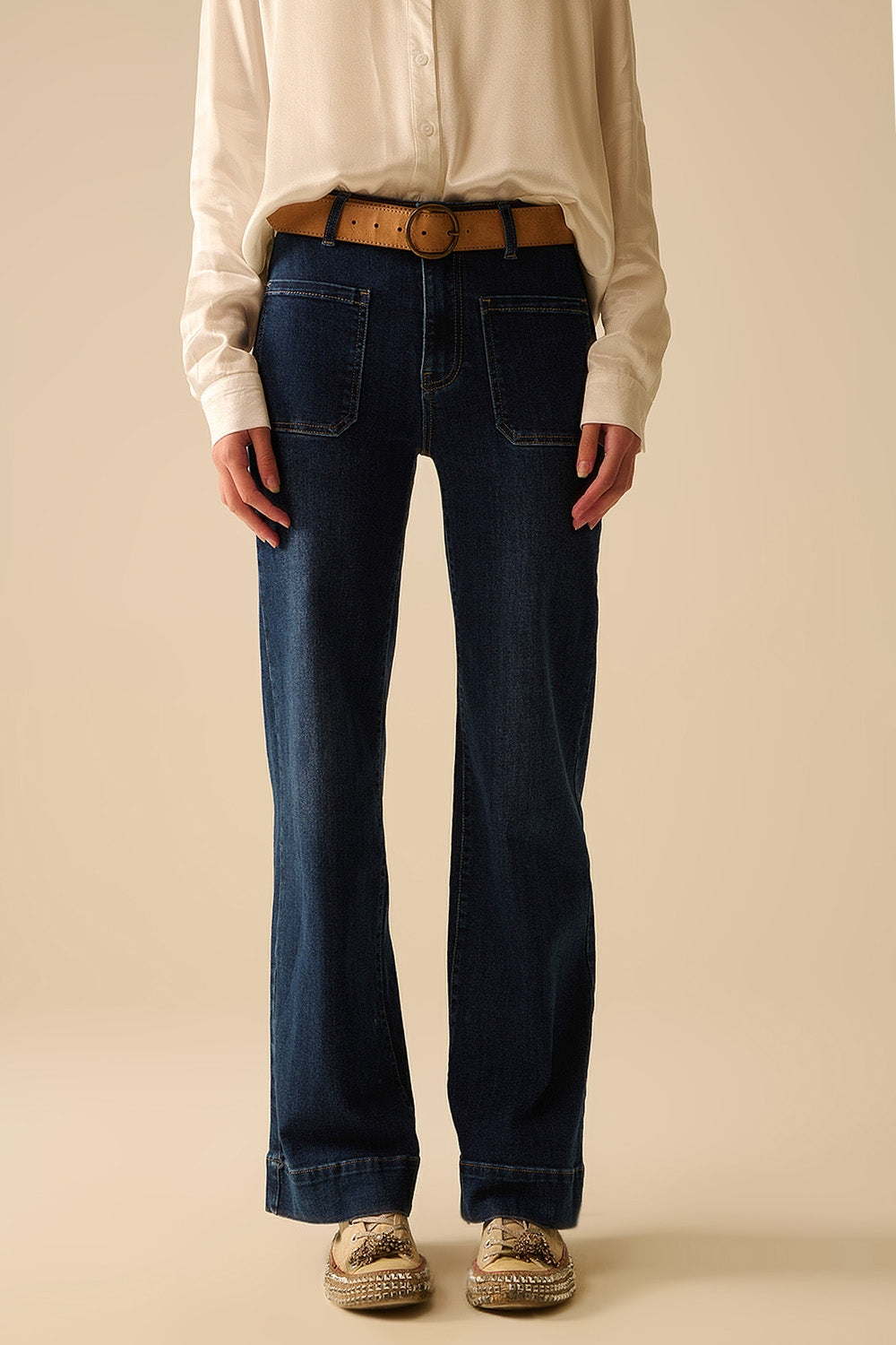 Dark wash jeans with wide leg and pockets | Just Cool Beans — jeans | the denim shop