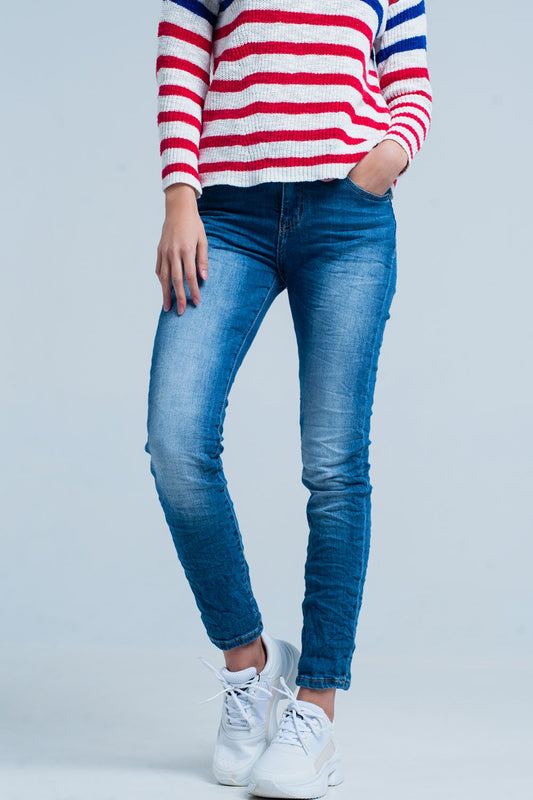 Dark wash wrinkled skinny jeans | Just Cool Beans — jeans | the denim shop