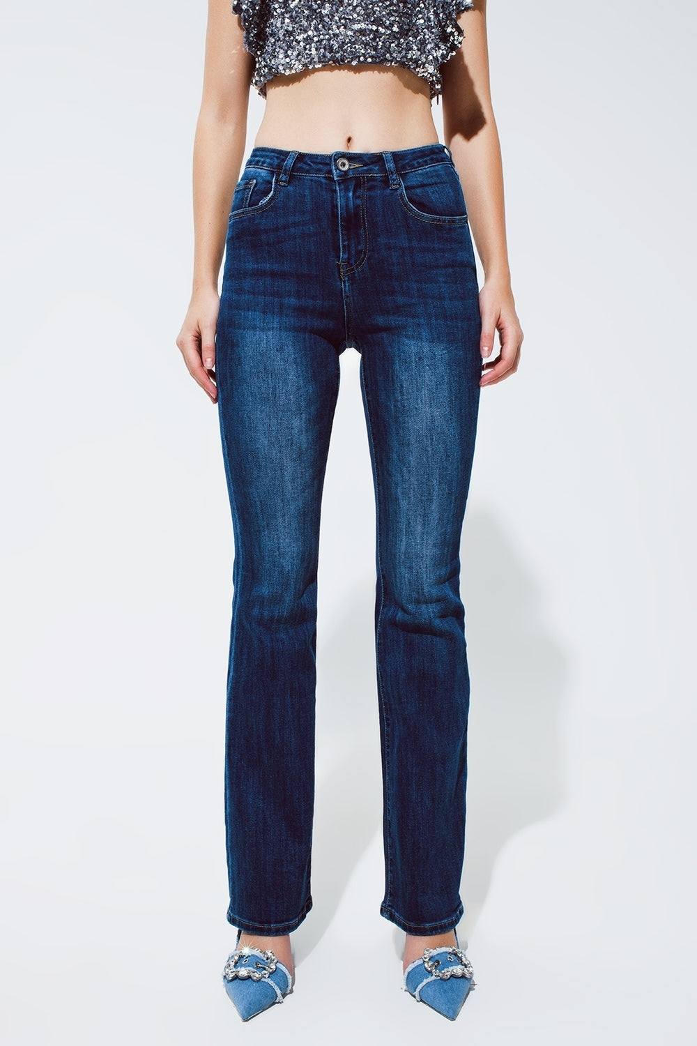 Denim jeans flaire in dark blue wash | Just Cool Beans — jeans | the denim shop