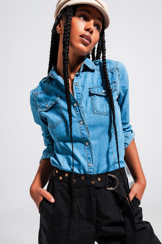 Denim shirt in mid blue | Just Cool Beans — shirts | the denim shop