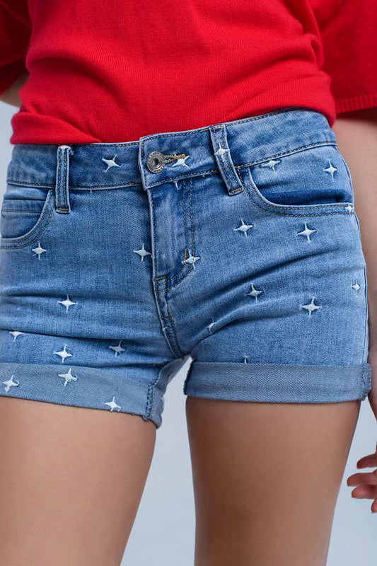 Denim shorts with stars detail | Just Cool Beans — jeans | bottoms