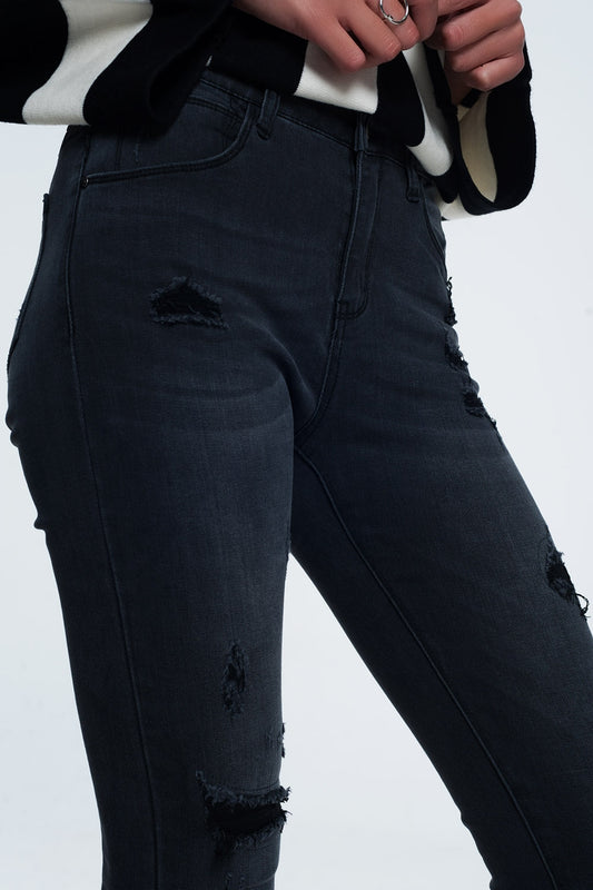 Distressed skinny jeans in black | Just Cool Beans — jeans | the denim shop