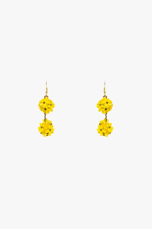 Q2 Dropped Flower Statement Earrings With Yellow Daisies