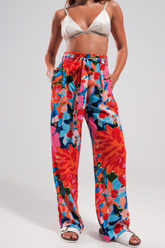 Elastic back pants in bright floral | Just Cool Beans — pants | bottoms