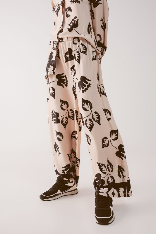 Elasticated super wide leg pants in creme | Just Cool Beans — pants | bottoms