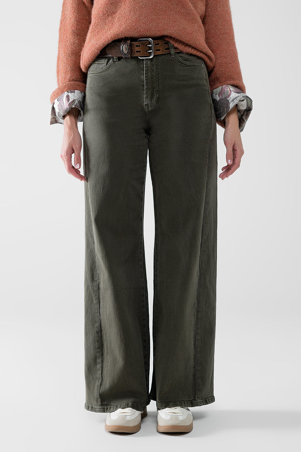 Extra wide leg pants in olive green color | Just Cool Beans — pants | bottoms