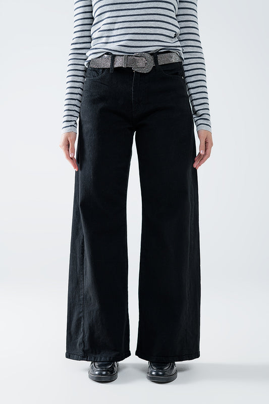 Extra wide leg trousers in black | Just Cool Beans — jeans | bottoms