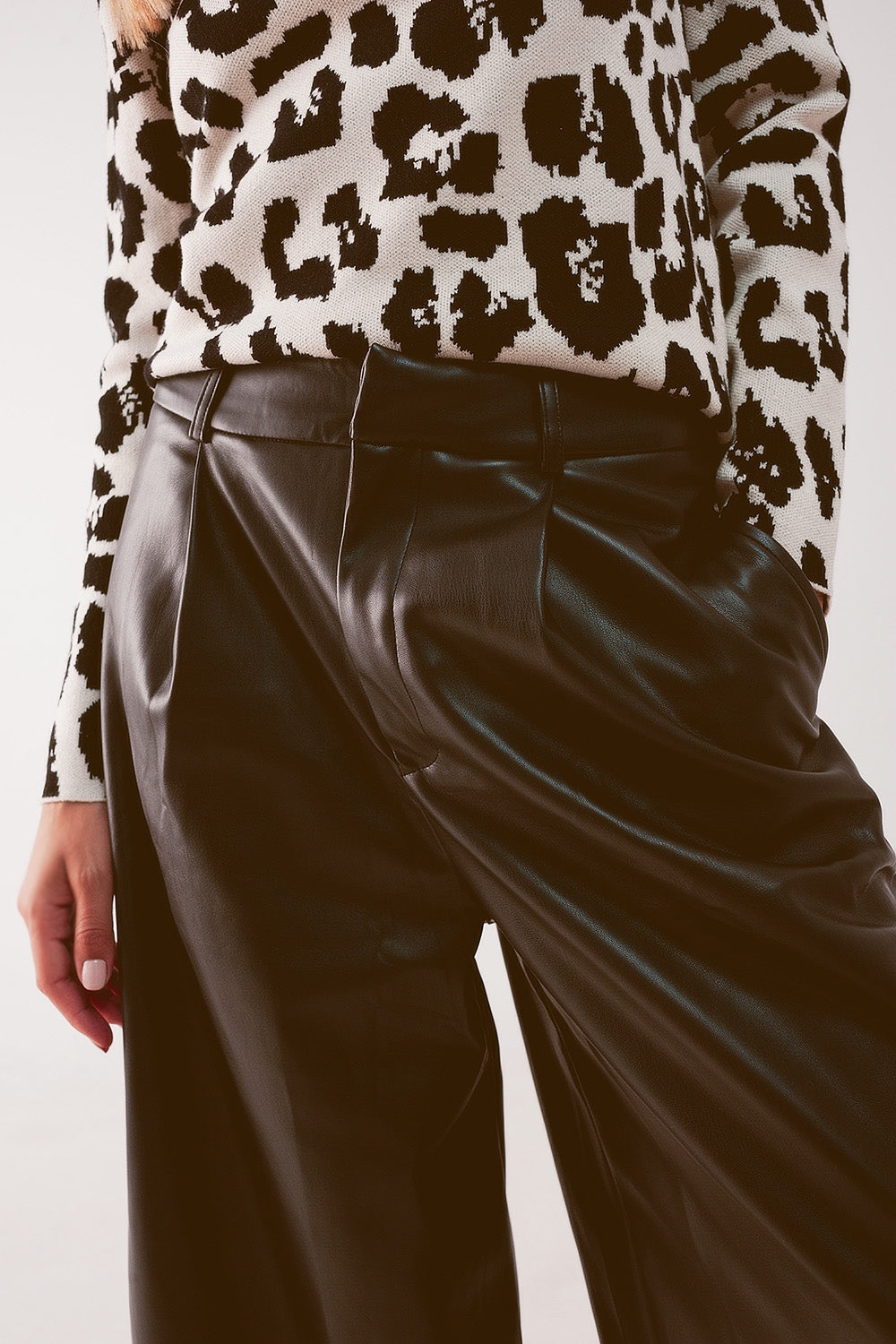 Faux leather wide leg culotte in black | Just Cool Beans