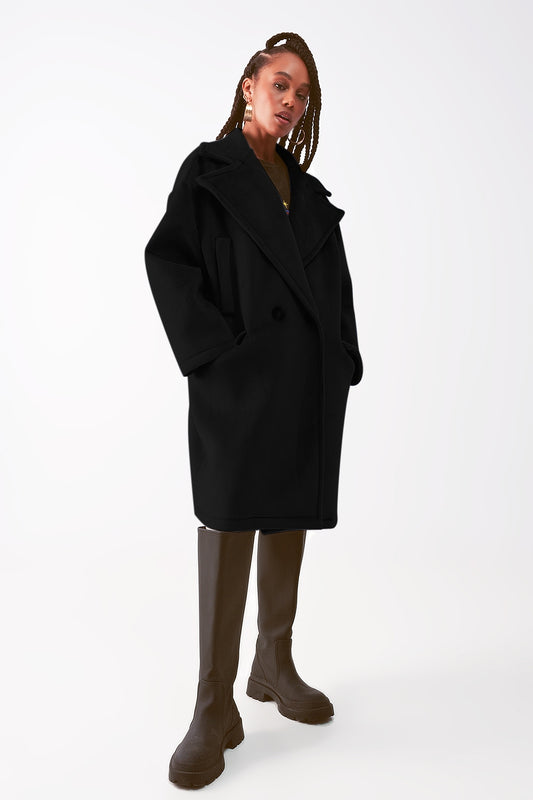 Faux suede oversized coat in black | Just Cool Beans — coats and jackets | jackets