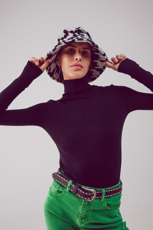 Fine knit high neck jumper in black | Just Cool Beans — sweaters | tops