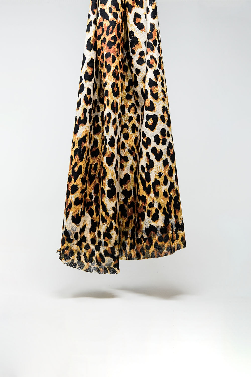 Fine woven scarf with leopard print in camel | Just Cool Beans — necklaces | nan