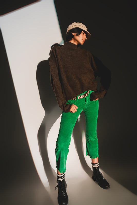 Flare corduroy pants in bold green | Just Cool Beans — jeans | bottoms