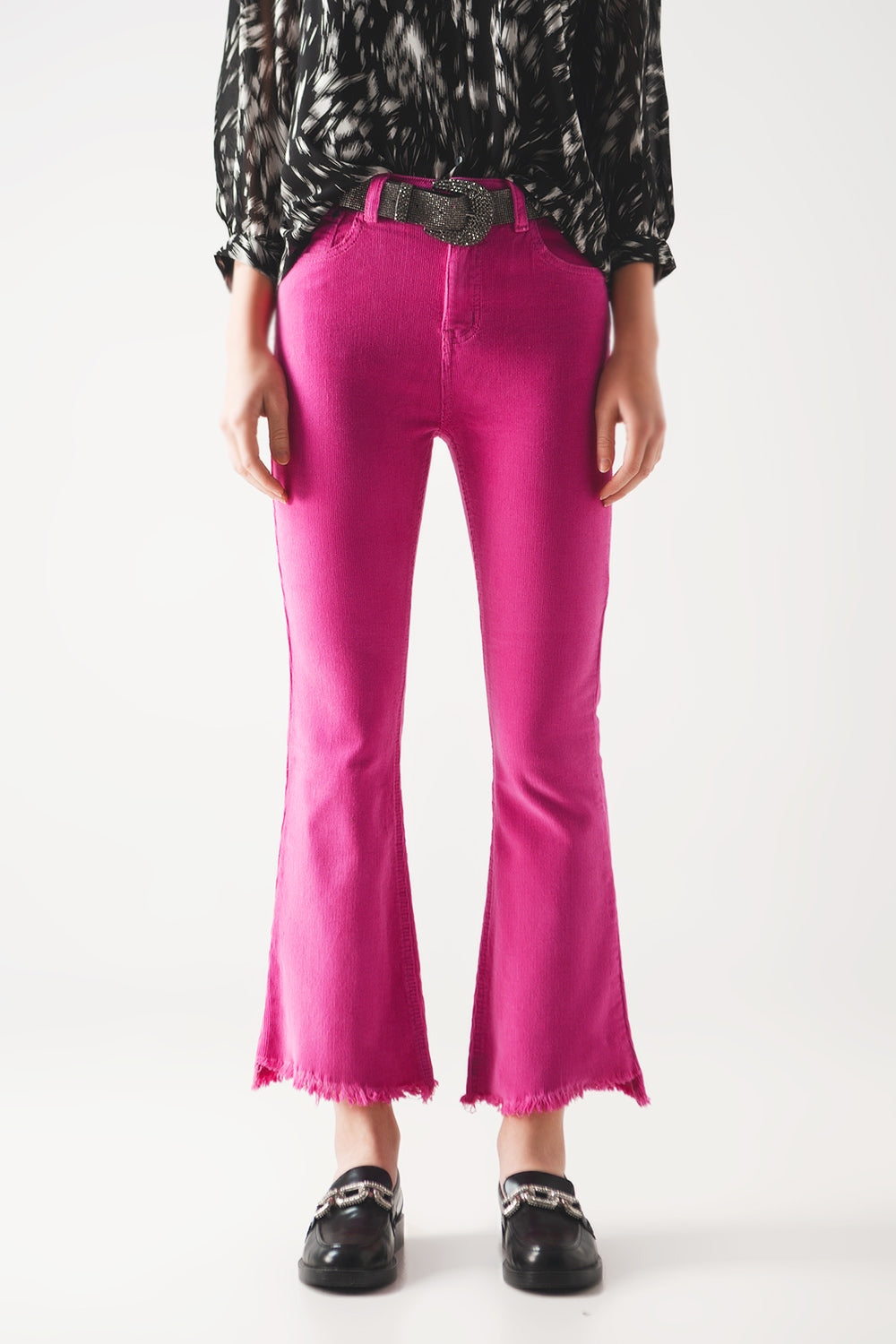 Flare corduroy pants in fucshia | Just Cool Beans — jeans | bottoms