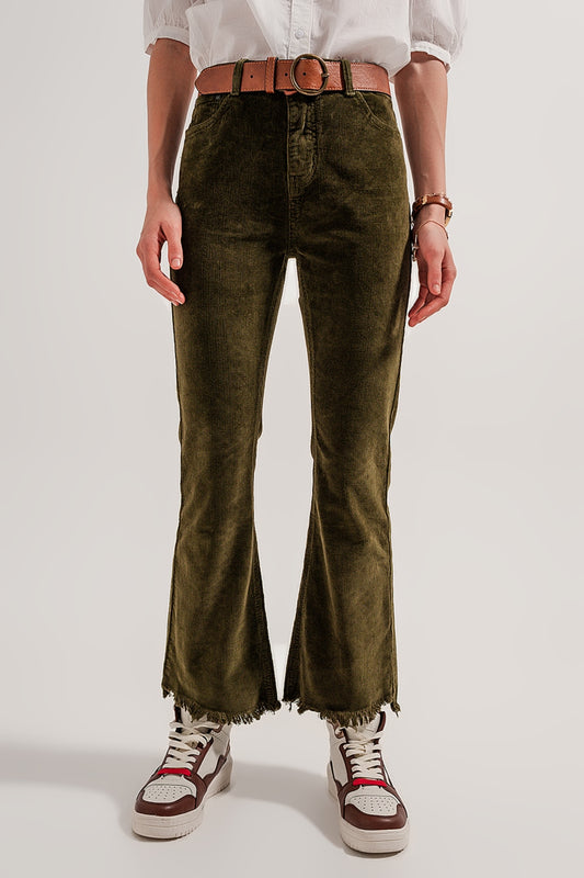 Flare corduroy pants in green | Just Cool Beans — pants | bottoms