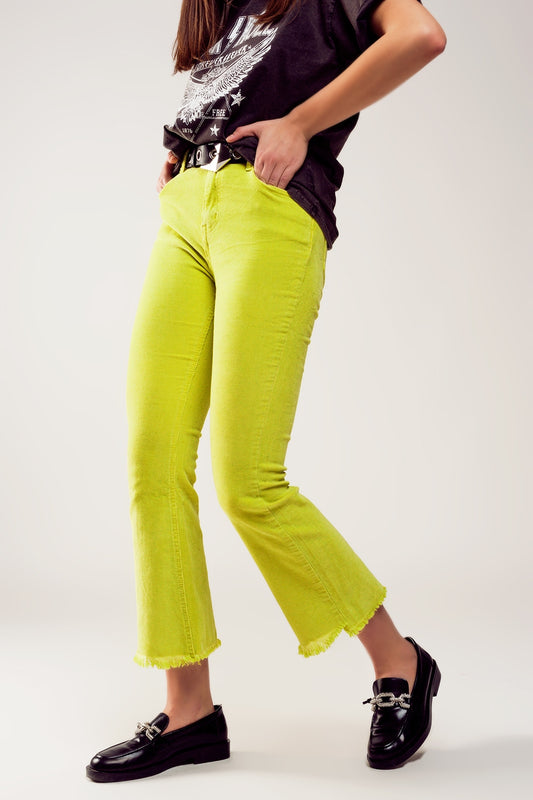 Flare corduroy pants in lime green | Just Cool Beans — jeans | bottoms