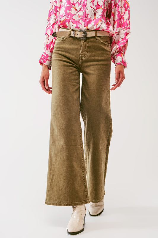Flare jeans in khaki | Just Cool Beans — jeans | the denim shop