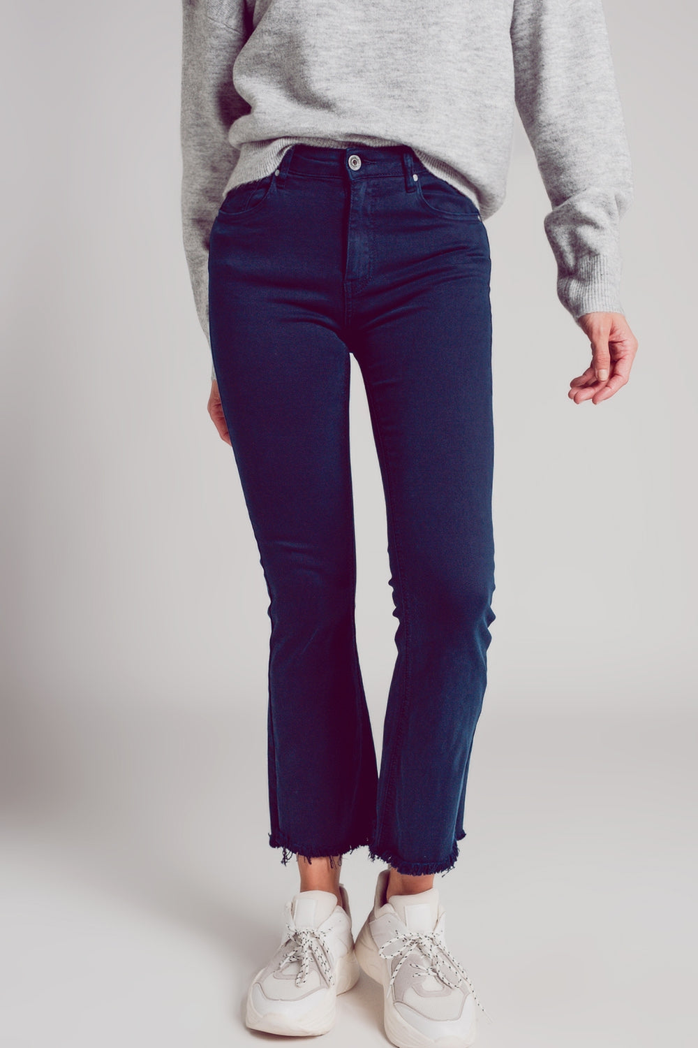 Flare jeans with raw hem edge in blue ink | Just Cool Beans — jeans | the denim shop