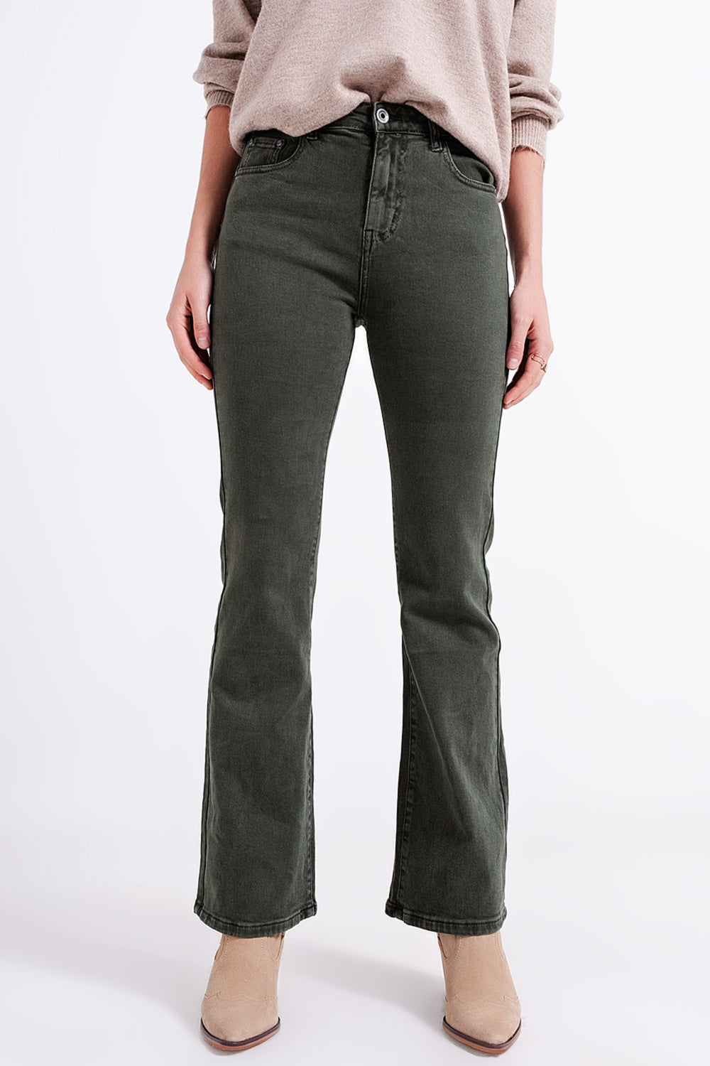 Flared jeans in olive | Just Cool Beans — jeans | the denim shop