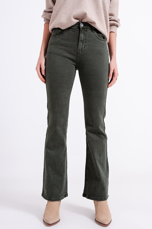 Flared jeans in olive | Just Cool Beans — jeans | the denim shop
