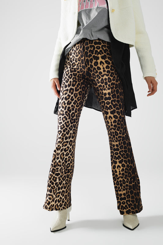 Flared spandex leggings in a leopard print | Just Cool Beans — pants | bottoms