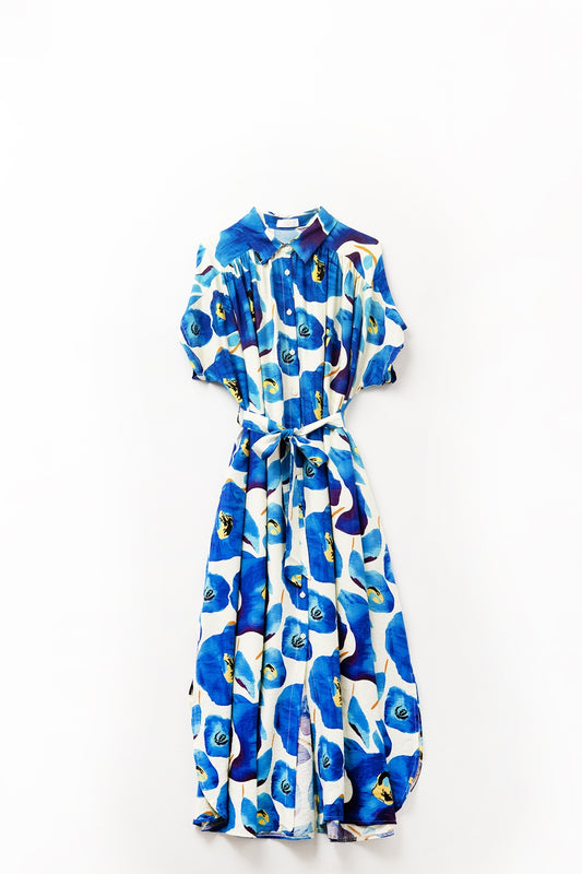 Floral bliss dress in blue cyan and yellow details | Just Cool Beans — dresses