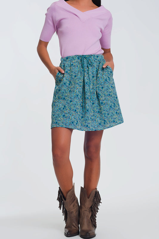 Floral mini skirt in green | Just Cool Beans — skirts