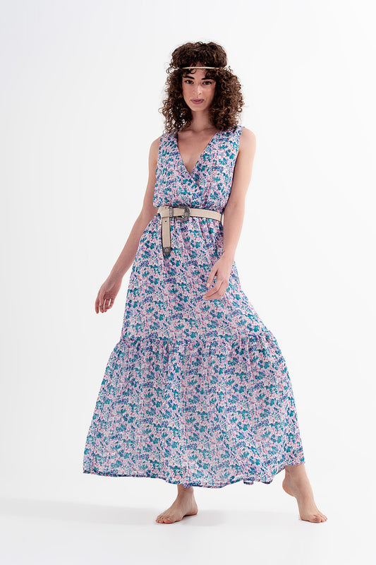 Floral sleeveless maxi dress in green | Just Cool Beans — dresses