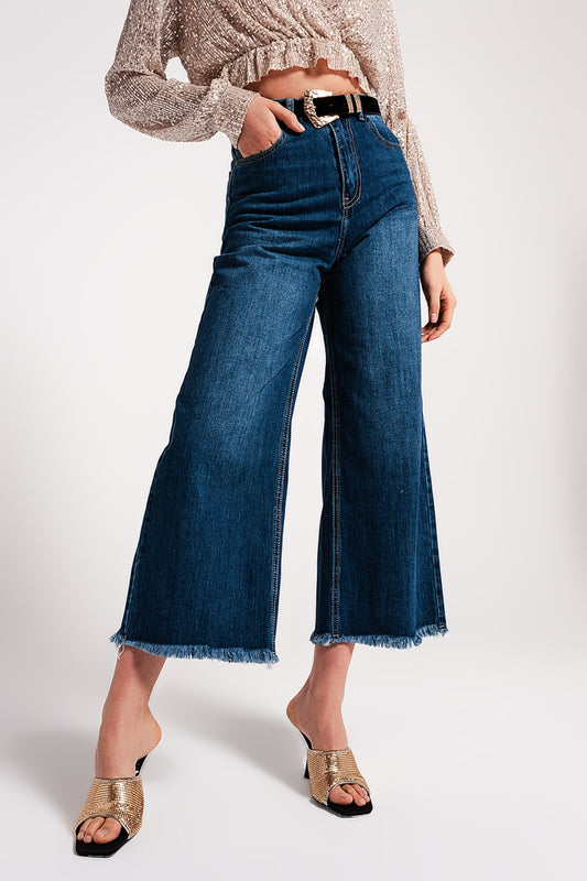 Fray hem cropped jeans in blue | Just Cool Beans — jeans | tops