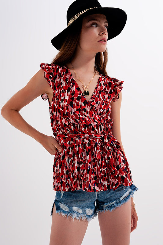 Frill detail chiffon blouse in animal print | Just Cool Beans — shirts | tops