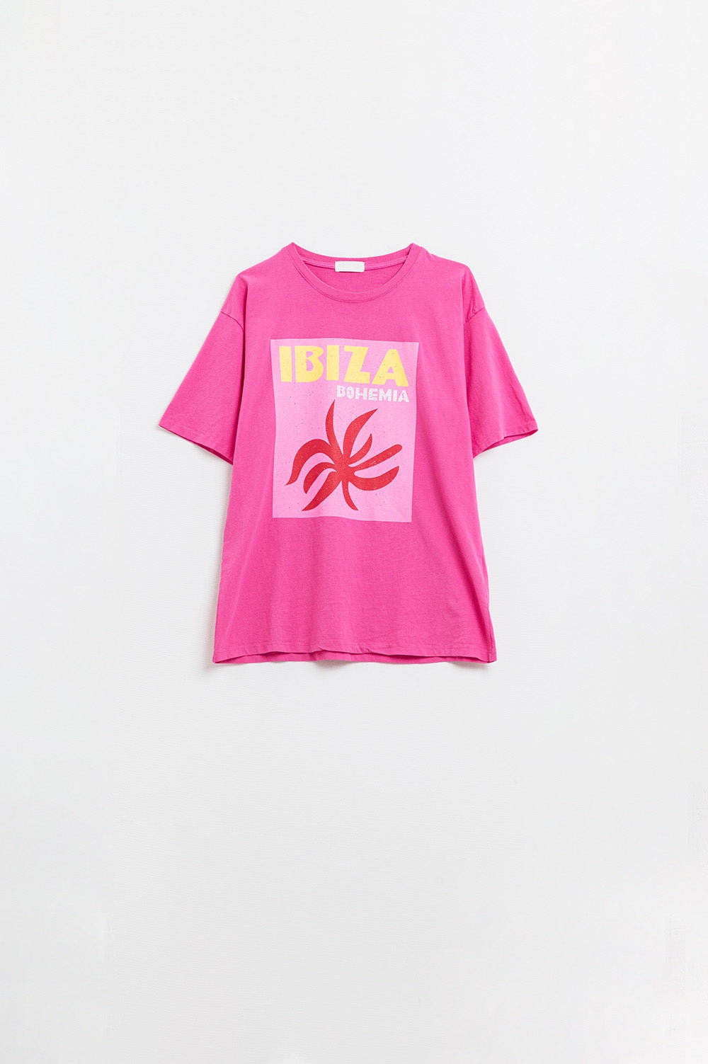 Fuchsia ibiza bohemia relaxed t-shirt with pink print | Just Cool Beans — tops