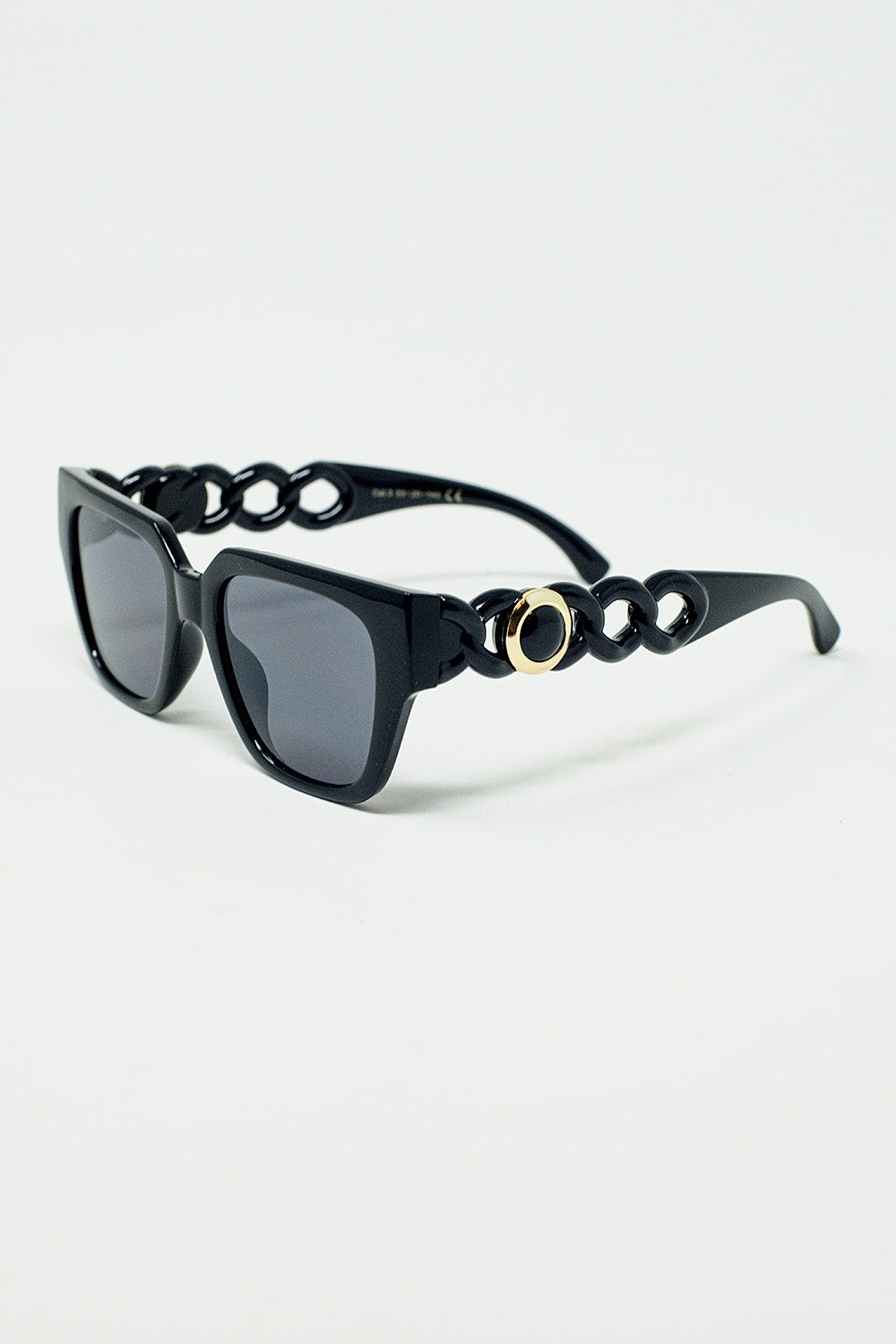 Geometric thick black sunglasses with black lens | Just Cool Beans