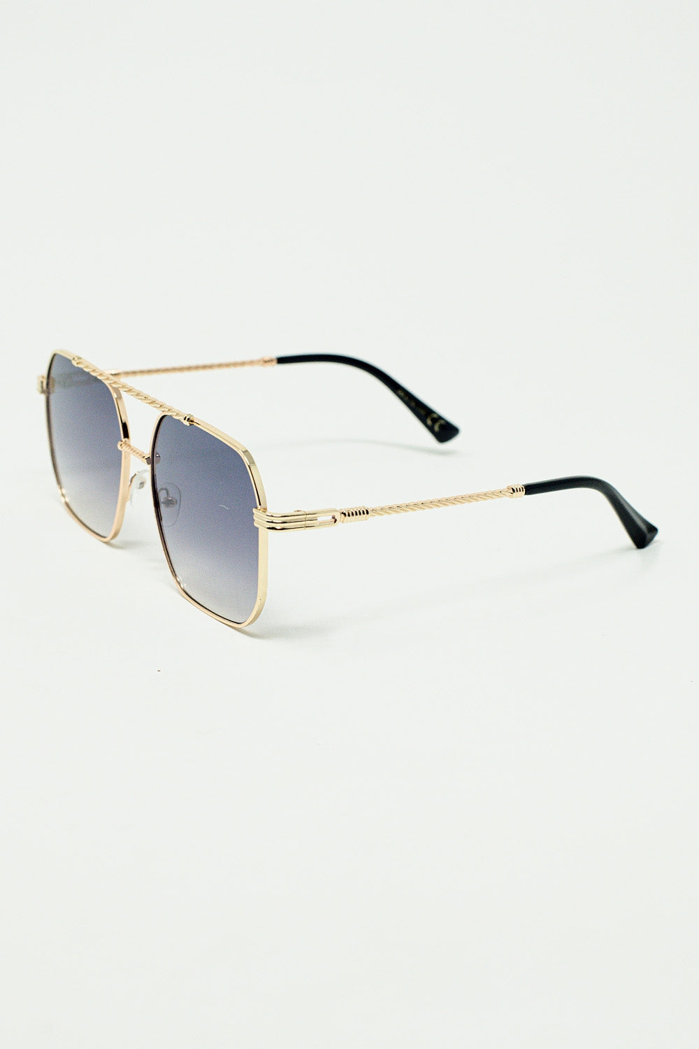 Gold square frame sunglasses in ombre blue | Just Cool Beans