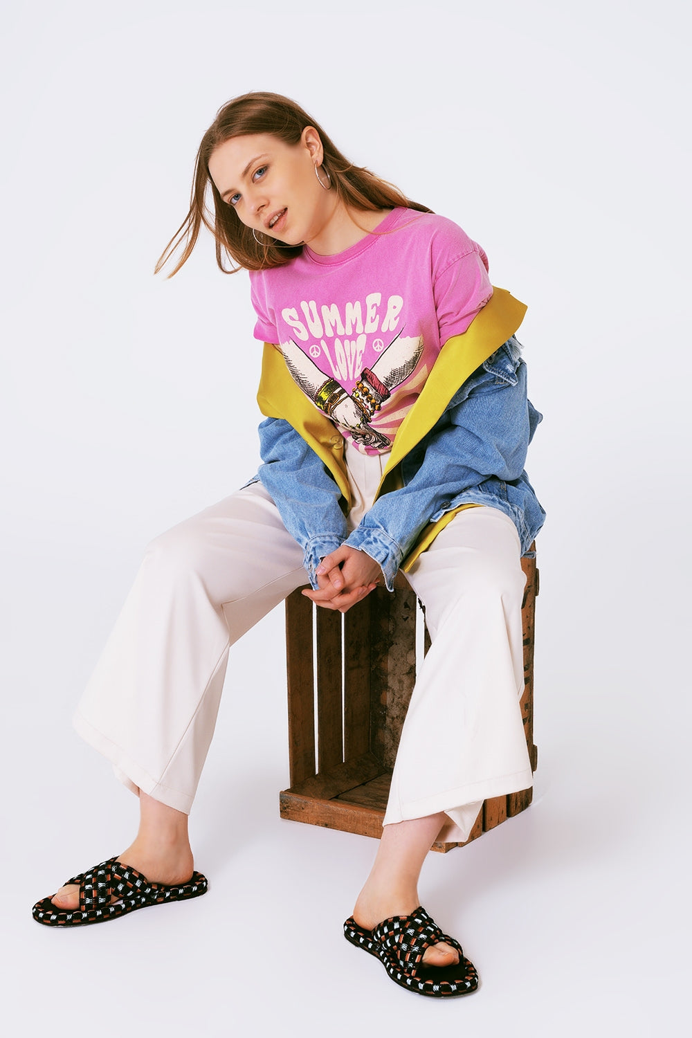 Graphic t-shirt with text summer love in pink | Just Cool Beans — tops