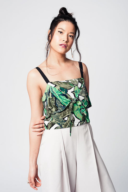 Green crop top with leaves print | Just Cool Beans — shirts | tops