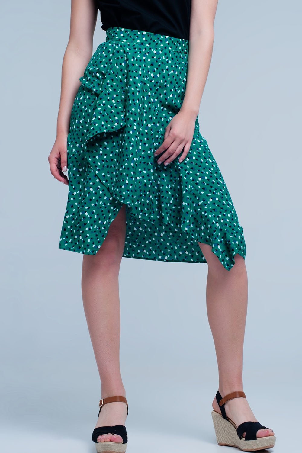 Green skirt with flower print | Just Cool Beans — skirts