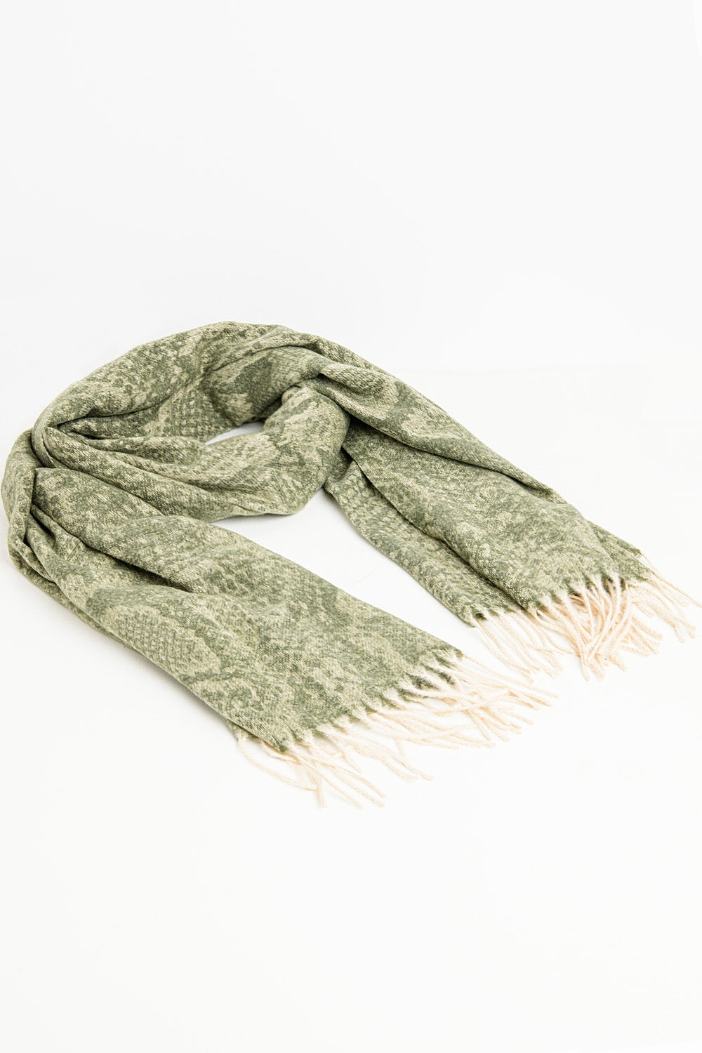 Green snake print scarf with bangs | Just Cool Beans